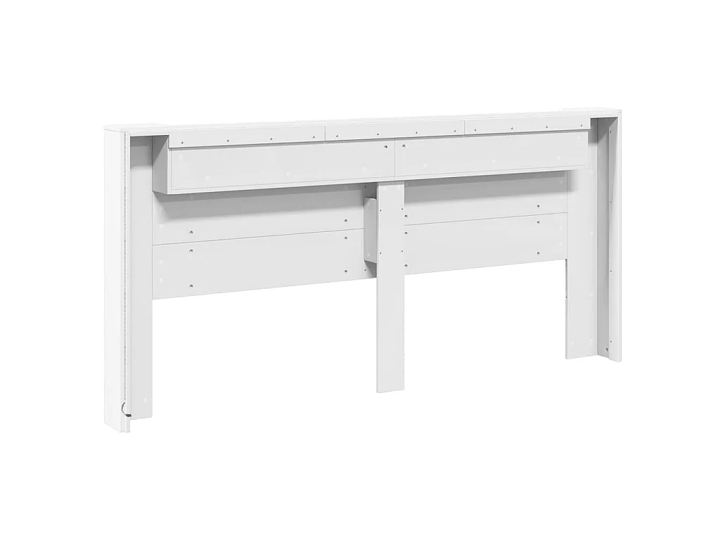 LED-Kopfteil mit Ablagen Weiß 220x16,5x103,5 cm