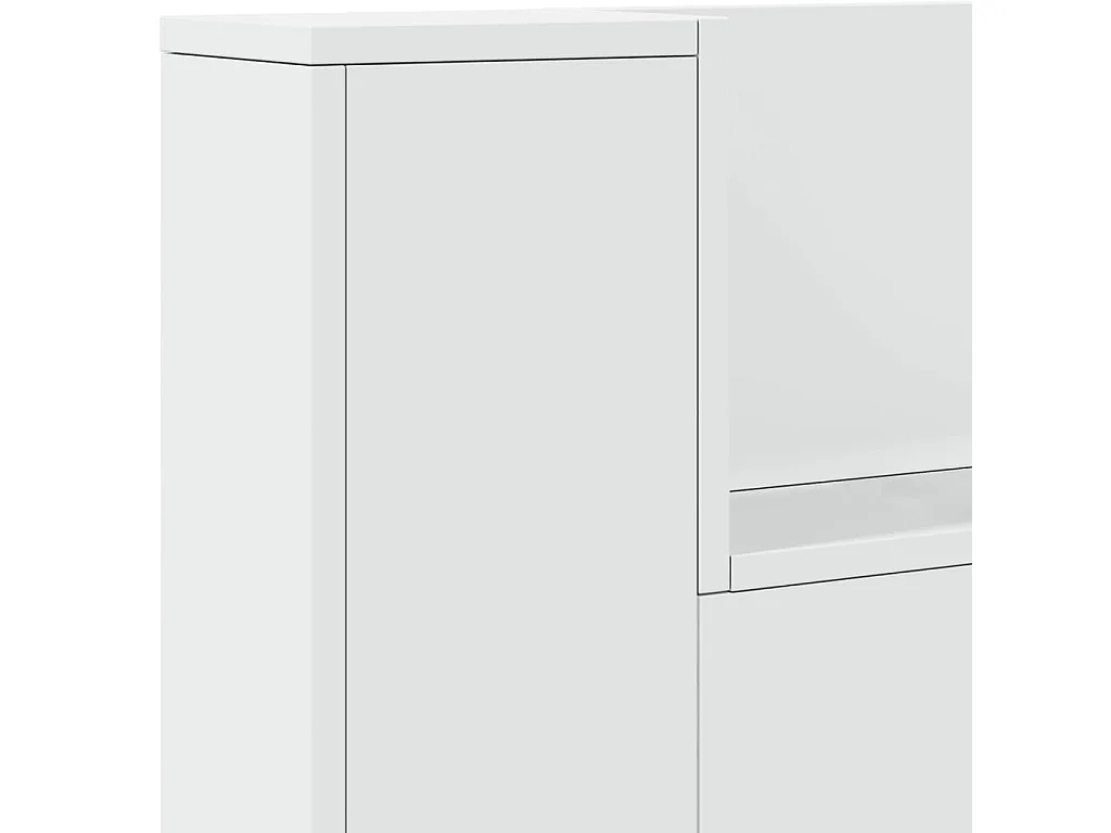 LED-Kopfteil mit Ablagen Weiß 220x16,5x103,5 cm
