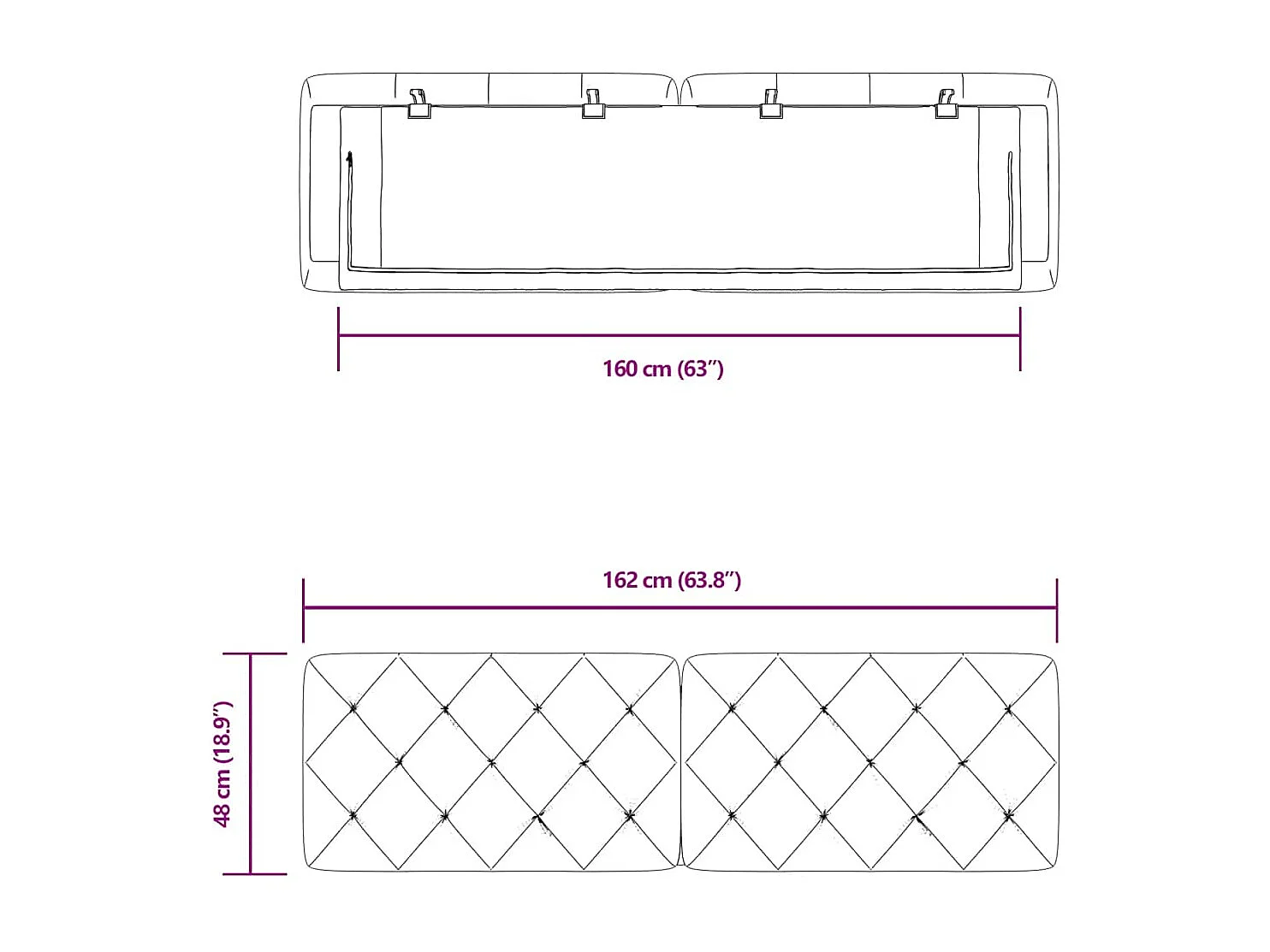 Coussin de tête de lit bleu 160 cm velours