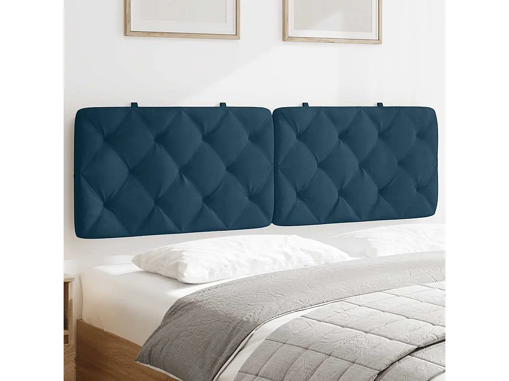 Almofadão de cabeceira 160 cm veludo azul