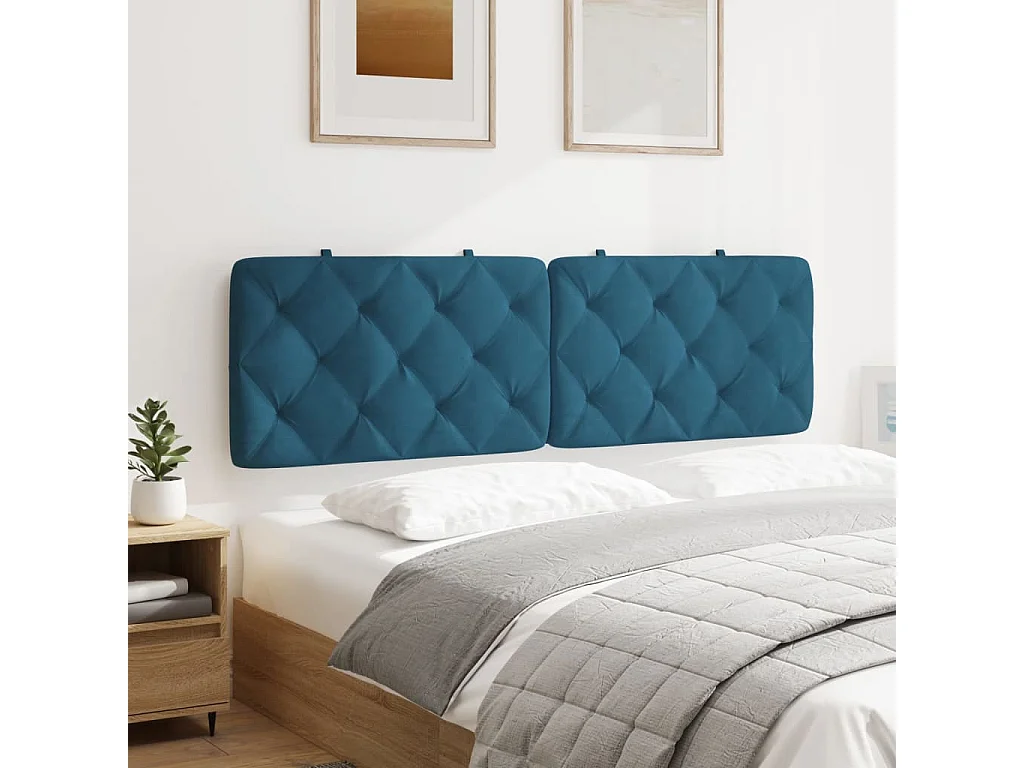 Almofadão de cabeceira 160 cm veludo azul