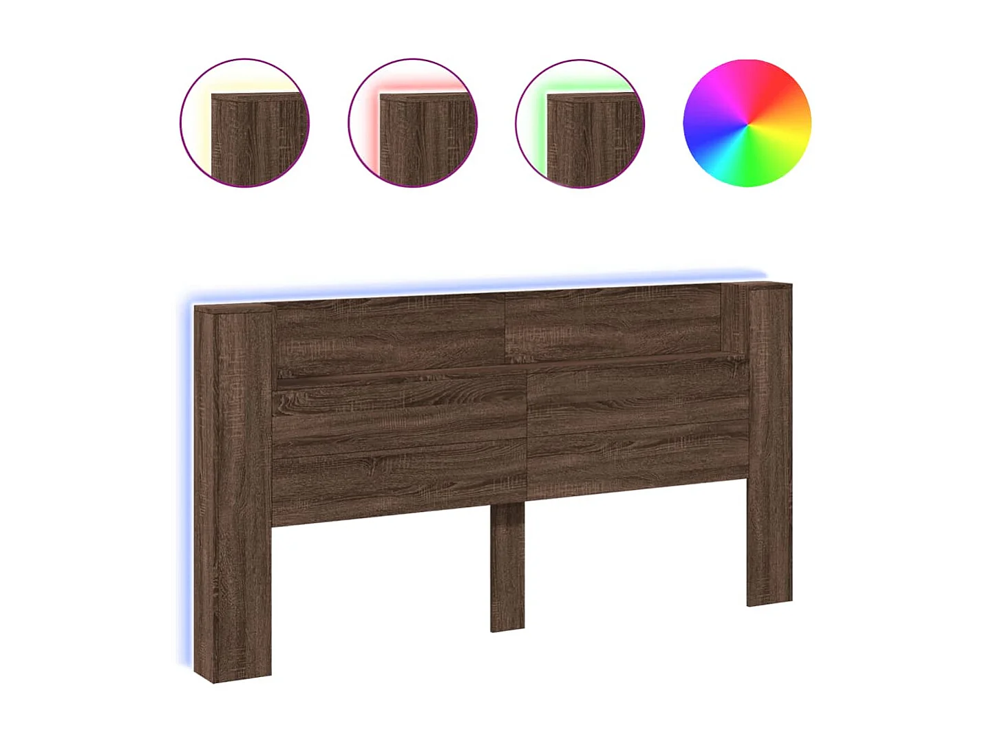 Armoire tête de lit avec LED chêne marron 200x16,5x103,5 cm