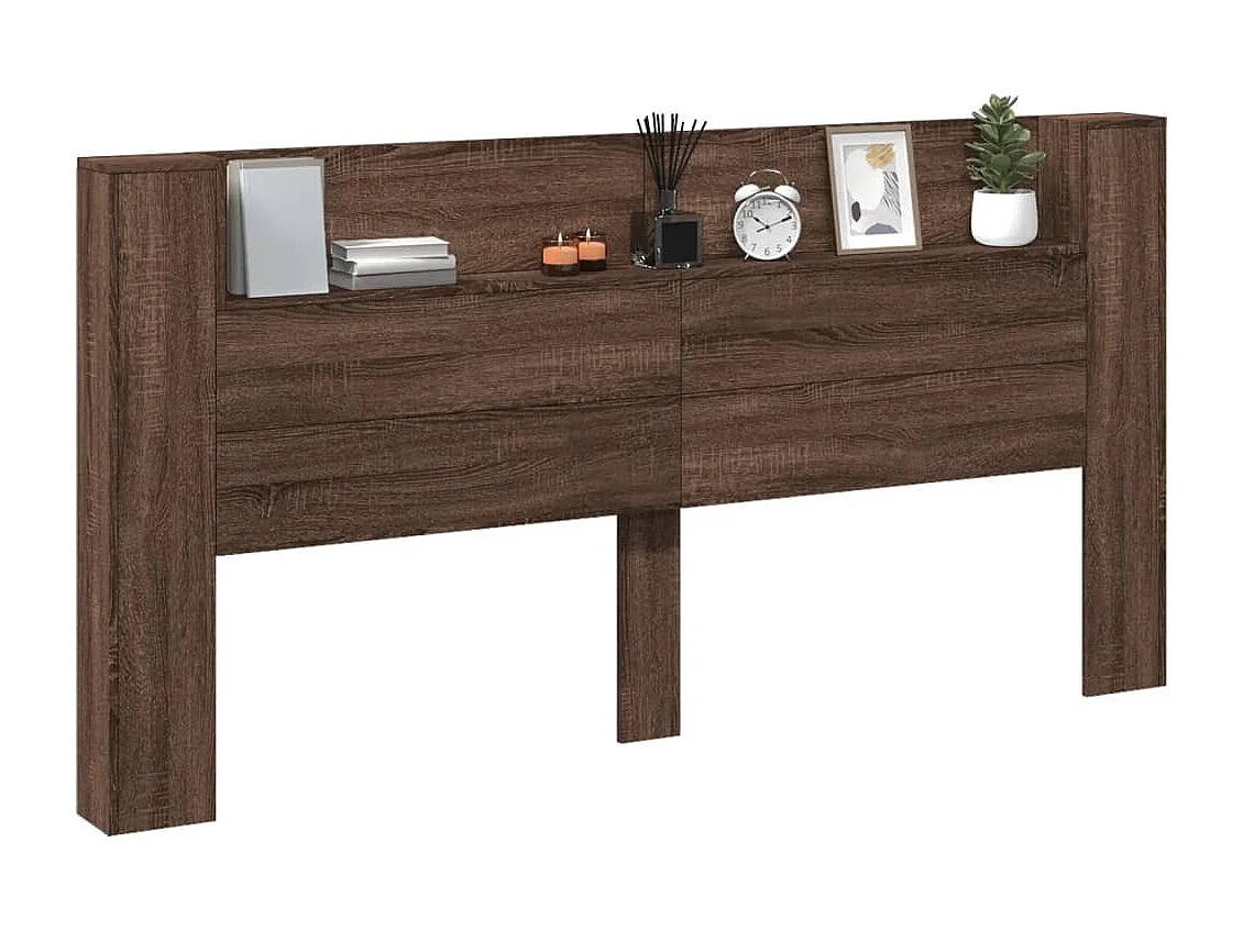 Armoire tête de lit avec LED chêne marron 200x16,5x103,5 cm