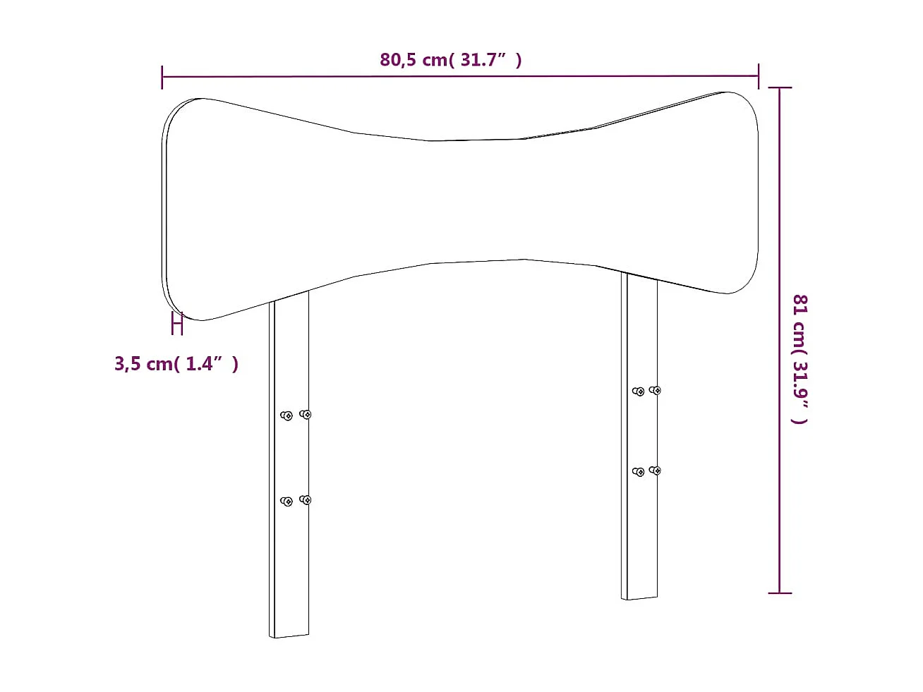 Tête de lit 75 cm bois massif de pin