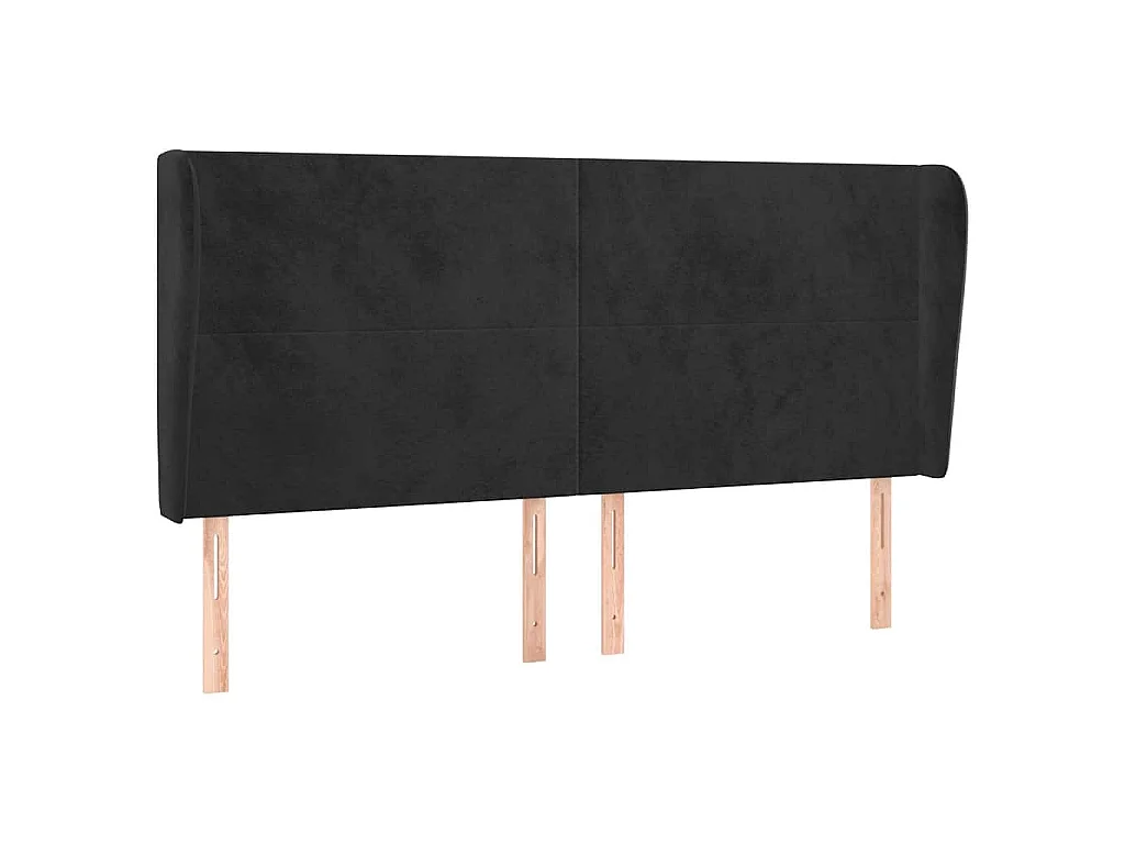 Tête de lit avec oreilles Noir 163x23x118/128 cm Velours