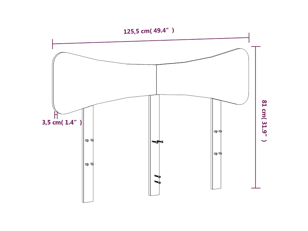 Testiera 120 cm in Legno Massello di Pino