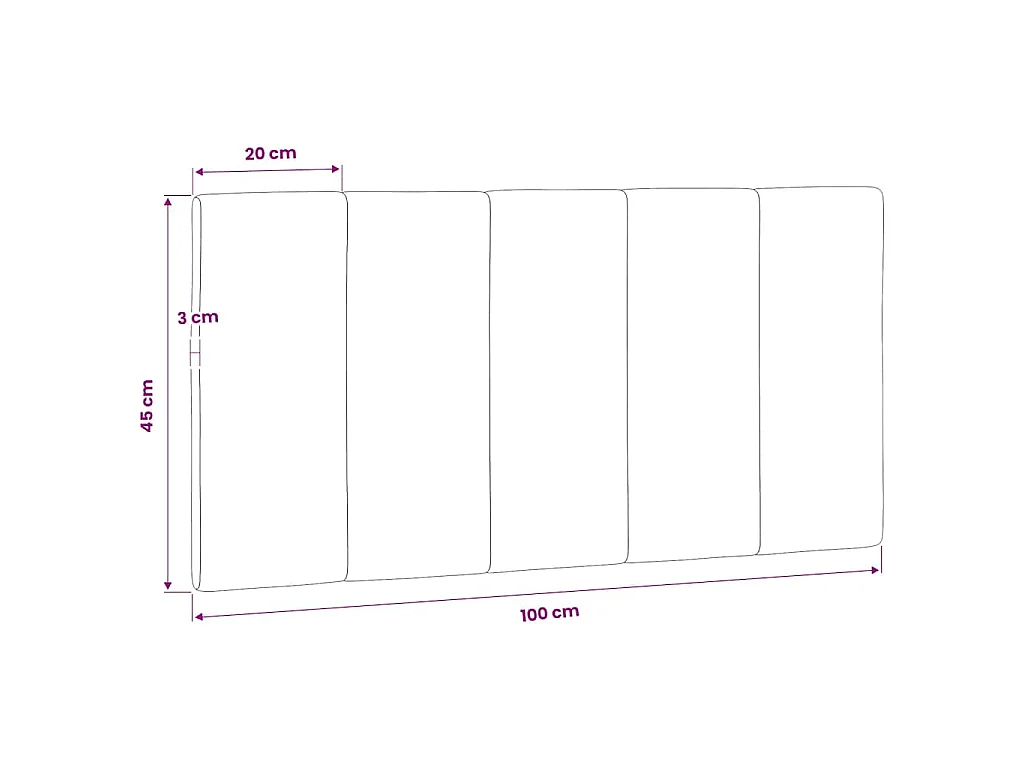 Coussin de tête de lit Hanko gris foncé 100 cm velours