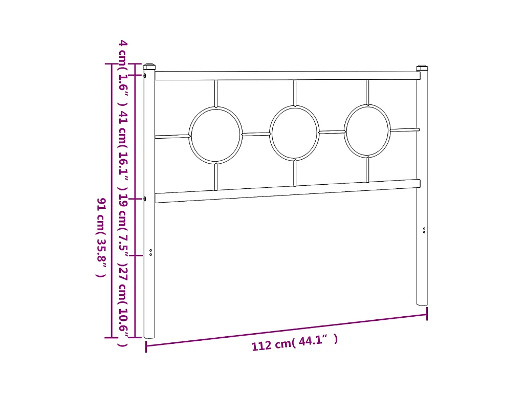 Vervangend hoofdbord 107 cm metaal wit