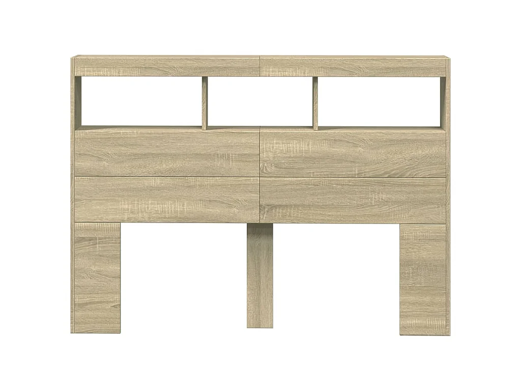Hoofdbordkast met LED-verlichting 140x17x102 cm sonoma eiken