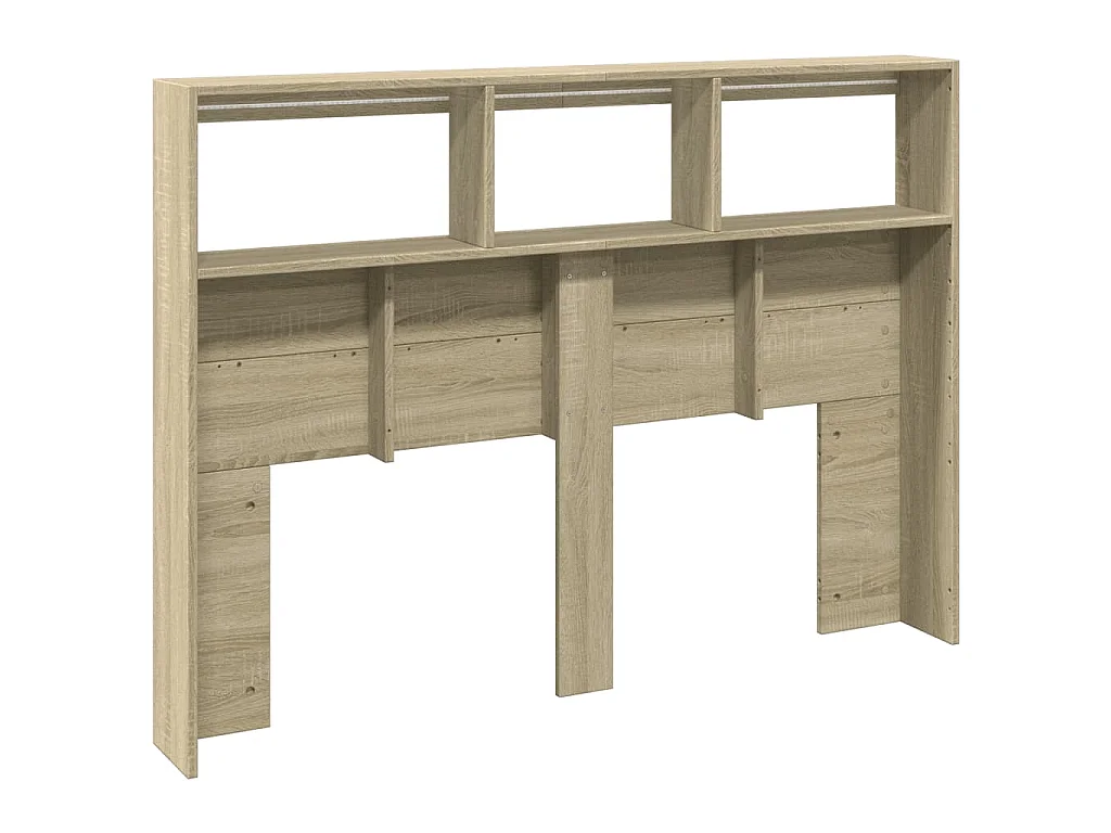 Hoofdbordkast met LED-verlichting 140x17x102 cm sonoma eiken