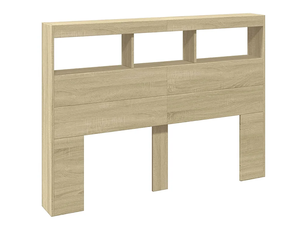 Armário de cabeceira c/ luzes LED 140x17x102 cm carvalho sonoma