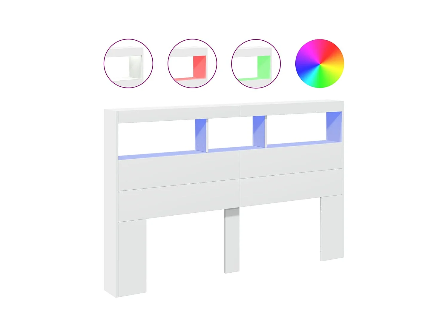 Hoofdbordkast met LED-verlichting 160x17x102 cm wit