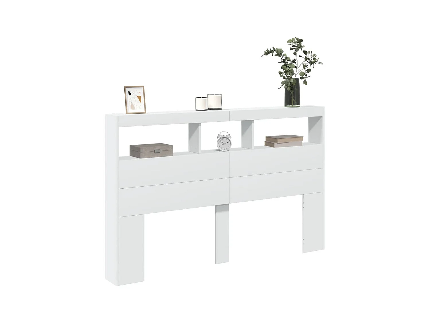 Hoofdbordkast met LED-verlichting 160x17x102 cm wit