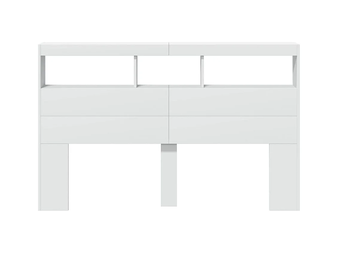 Hoofdbordkast met LED-verlichting 160x17x102 cm wit