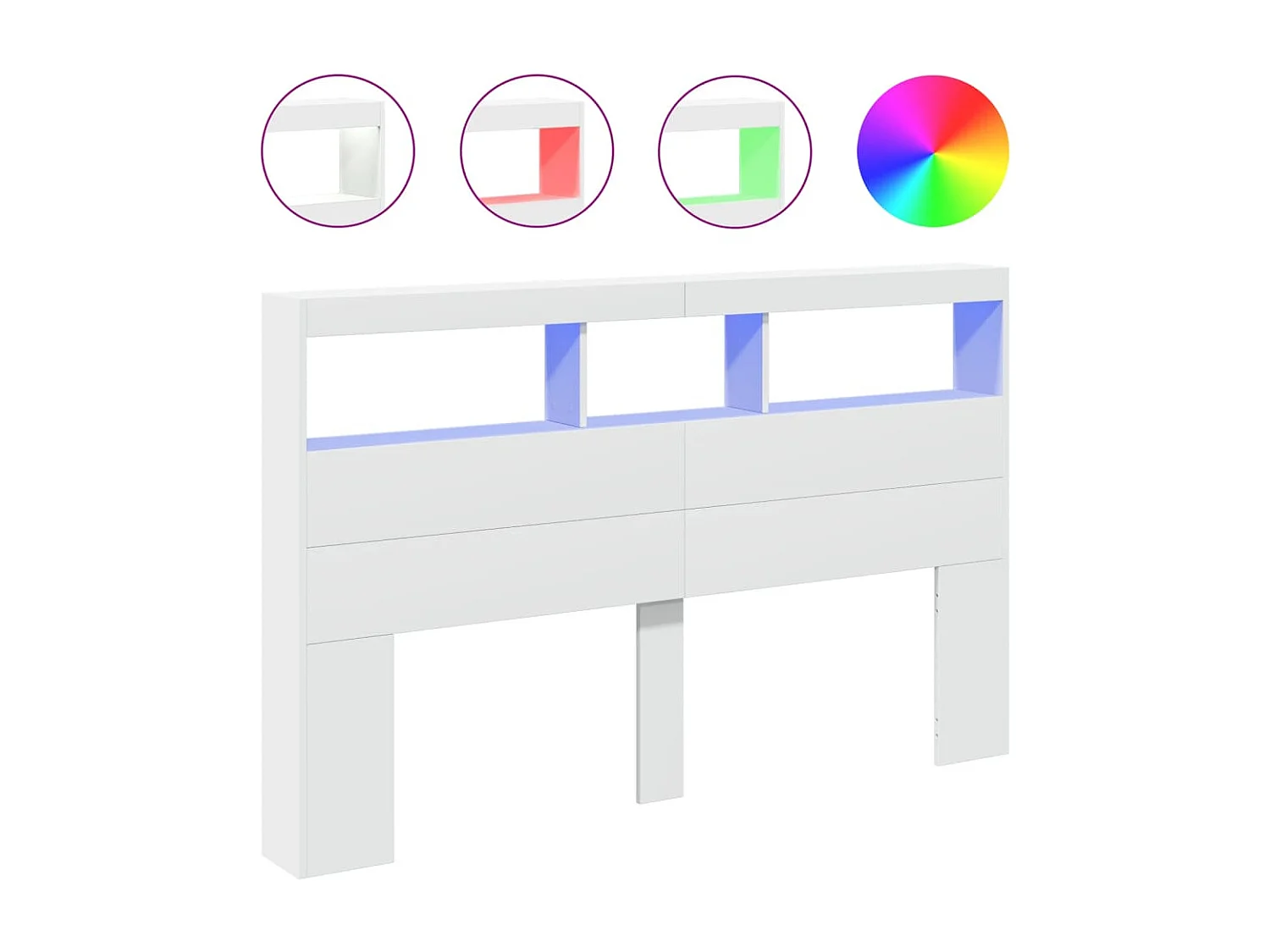 Hoofdbordkast met LED-verlichting 160x17x102 cm wit