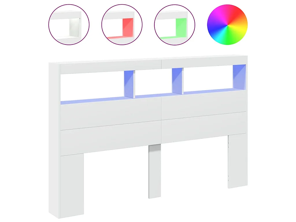 Armoire tête de lit avec LED blanc 160x17x102 cm