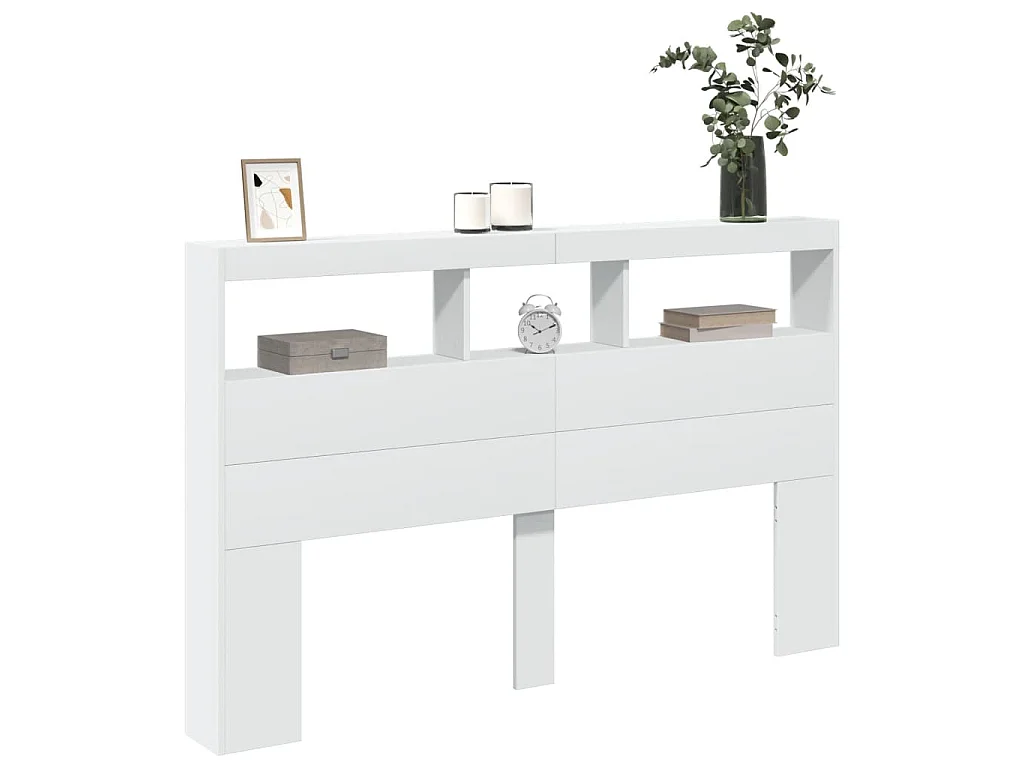 Armoire tête de lit avec LED blanc 160x17x102 cm