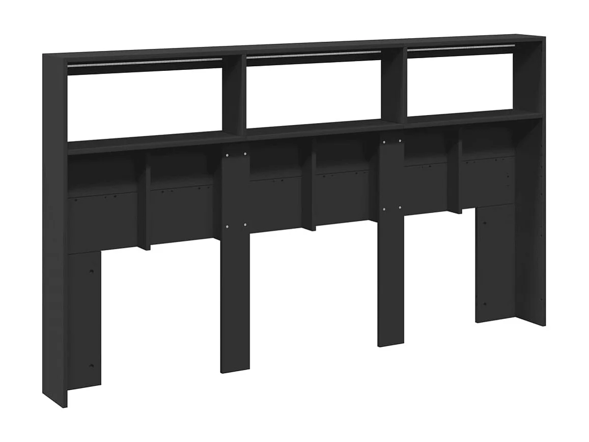 Testiera con Contenitore a LED Nera 180x17x102 cm