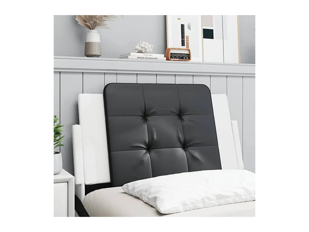 Coussin de tête de lit noir et blanc 80 cm similicuir
