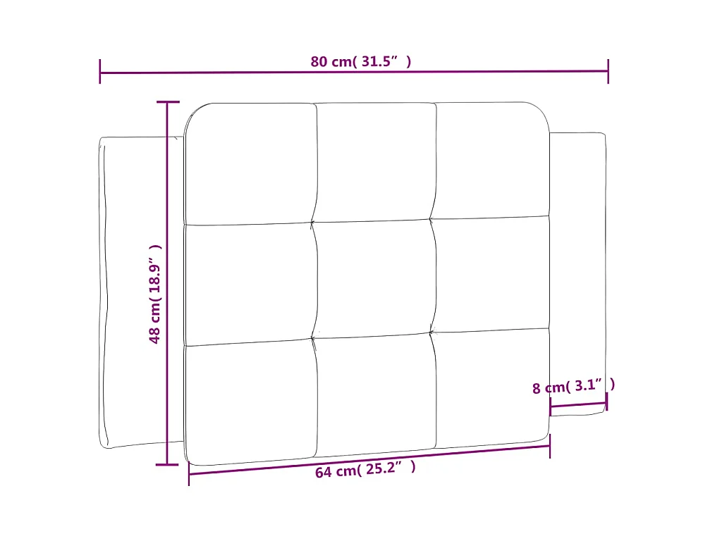 Coussin de tête de lit Zadar noir et blanc 80 cm similicuir