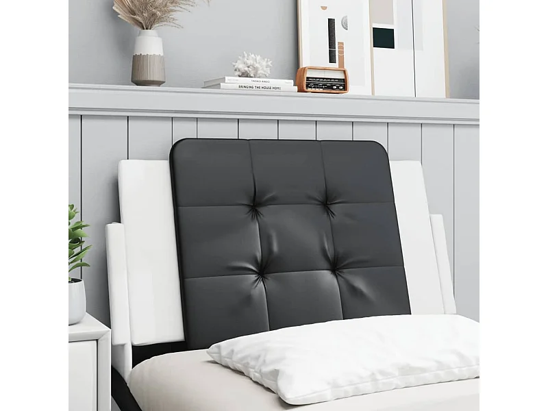 Coussin de tête de lit Zadar noir et blanc 80 cm similicuir