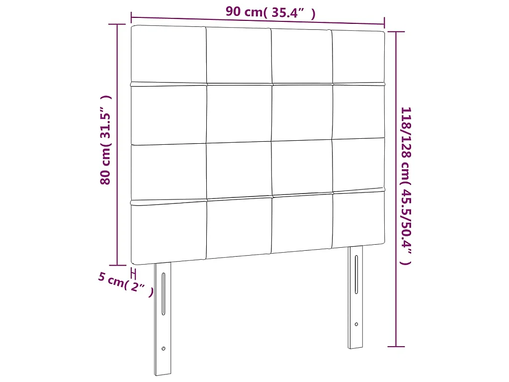 Hoofdbord crème 90x5x118/128 cm stof