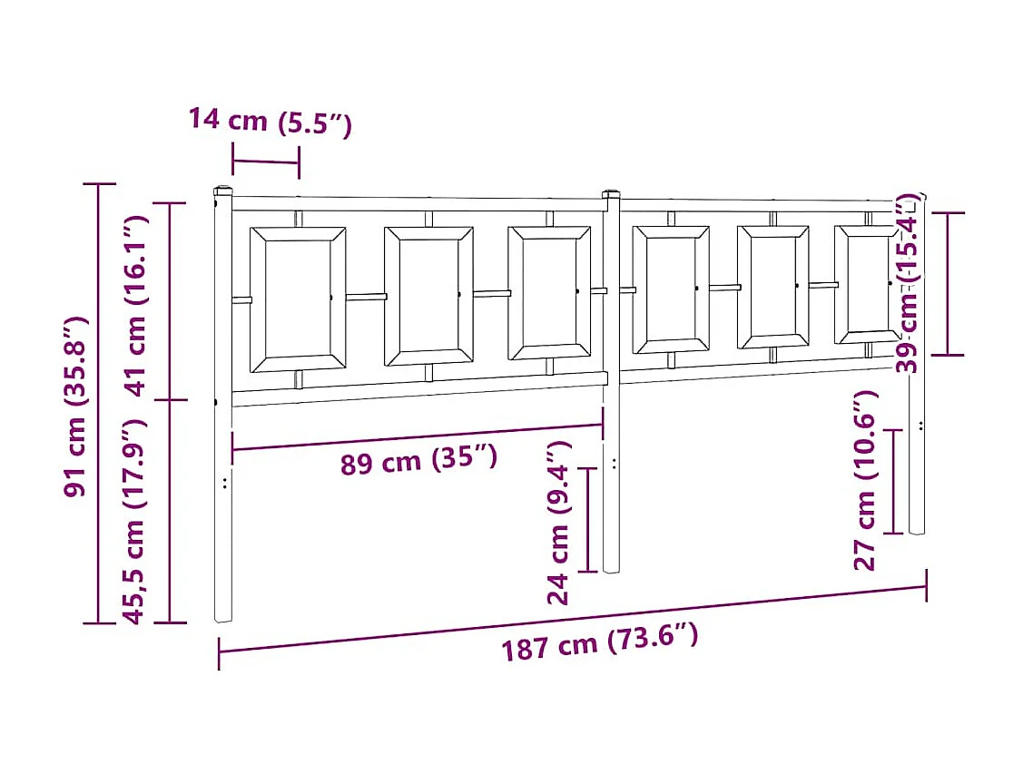 Tête de lit de remplacement métal blanc 180 cm