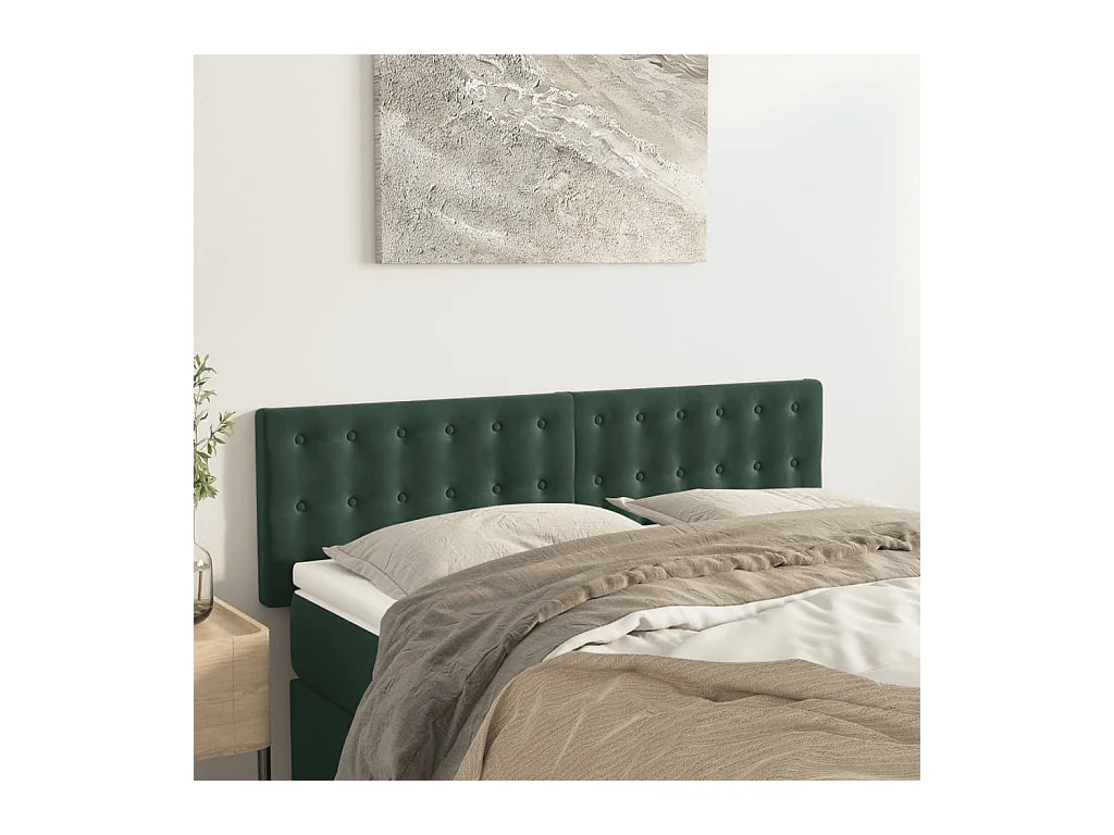 Têtes de lit 2 pcs Vert foncé 72x5x78/88 cm Velours