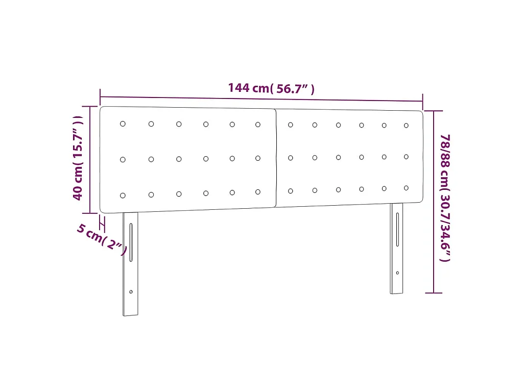 Têtes de lit Vert foncé 144x5x78/88 cm Velours