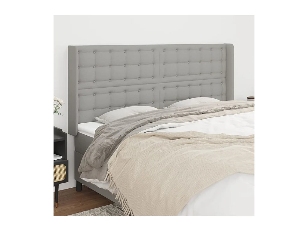 Tête de lit avec oreilles Gris clair 183x16x118/128 cm Tissu