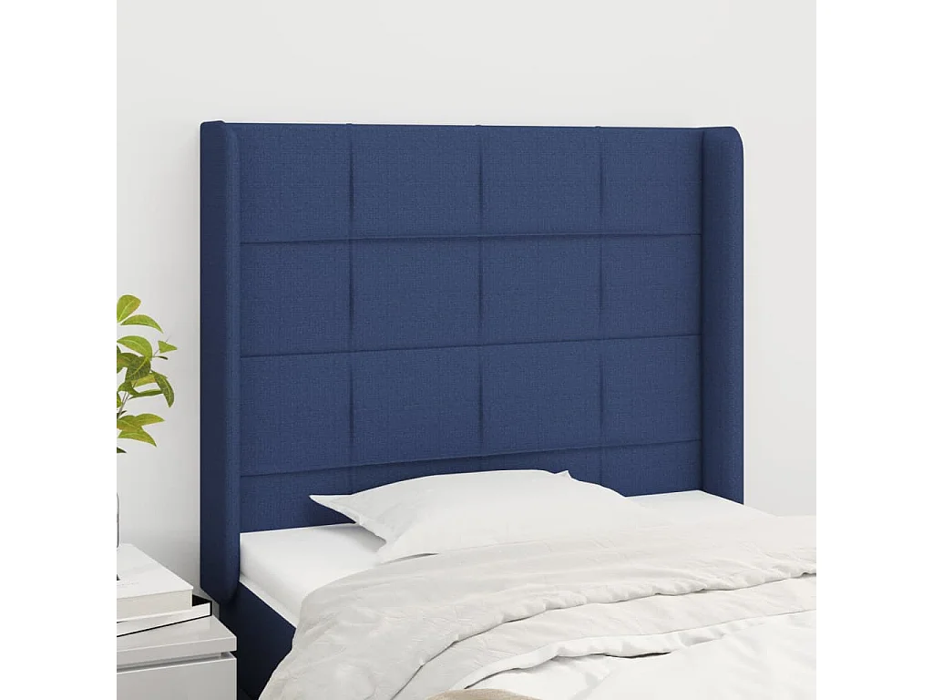 Kopfteil mit Ohren Blau 103x16x118/128 cm Stoff