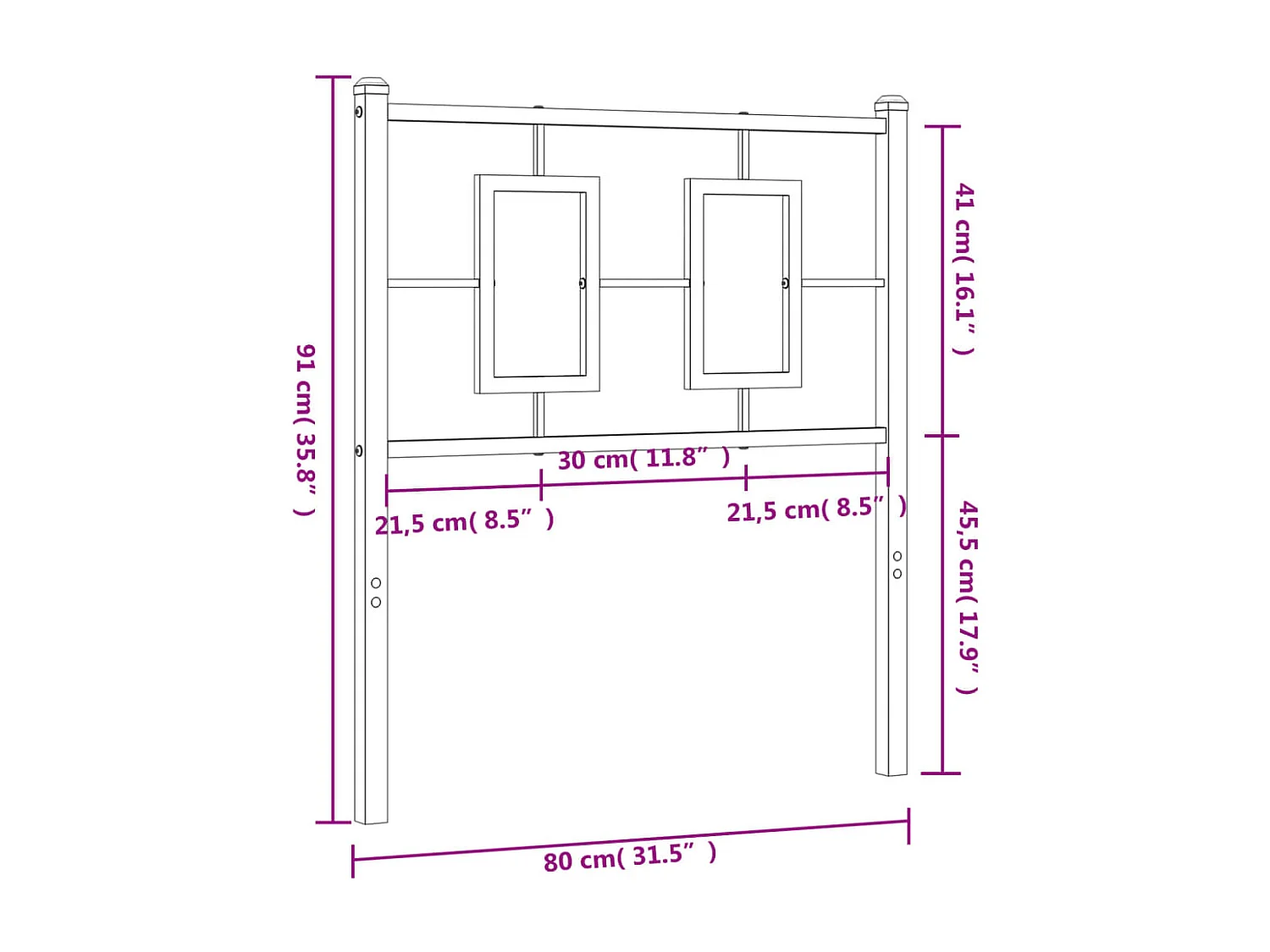Tête de lit métal blanc 75 cm
