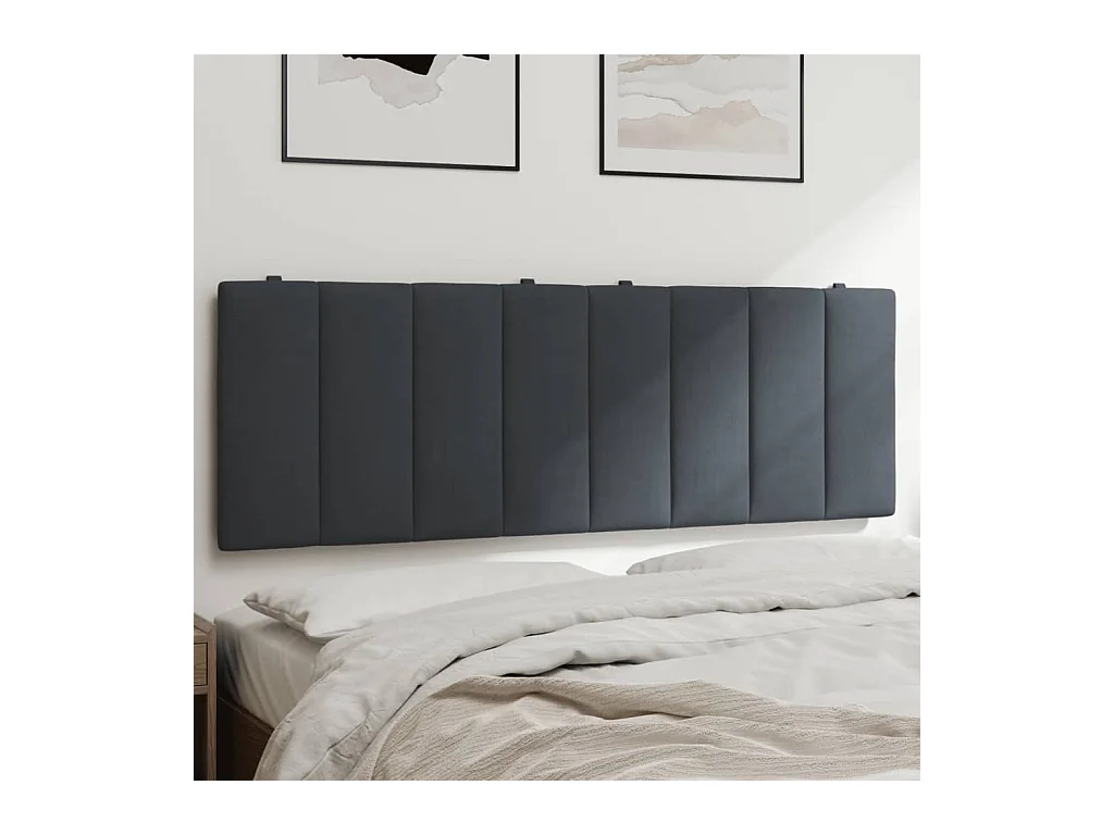 Coussin de tête de lit gris foncé 120 cm velours