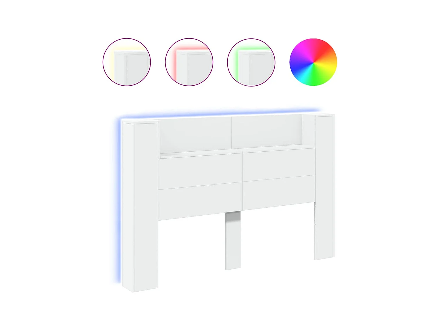 LED-Kopfteil mit Ablagen Weiß 160x16,5x103,5 cm