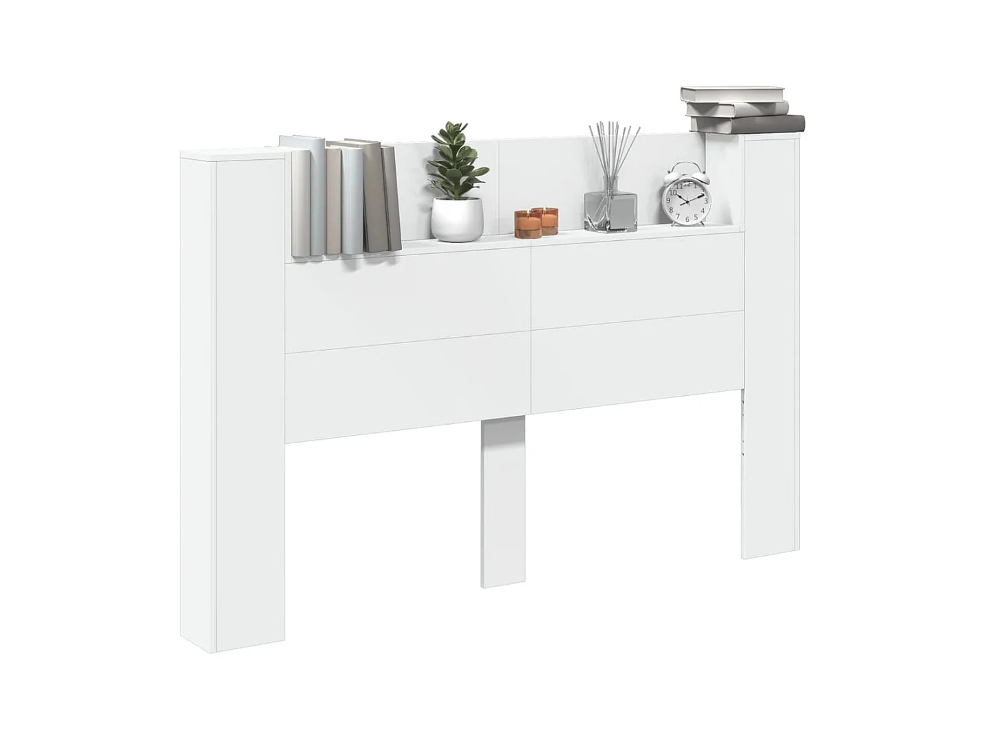 LED-Kopfteil mit Ablagen Weiß 160x16,5x103,5 cm