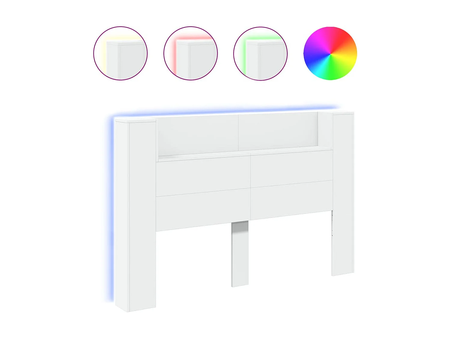 LED-Kopfteil mit Ablagen Weiß 160x16,5x103,5 cm