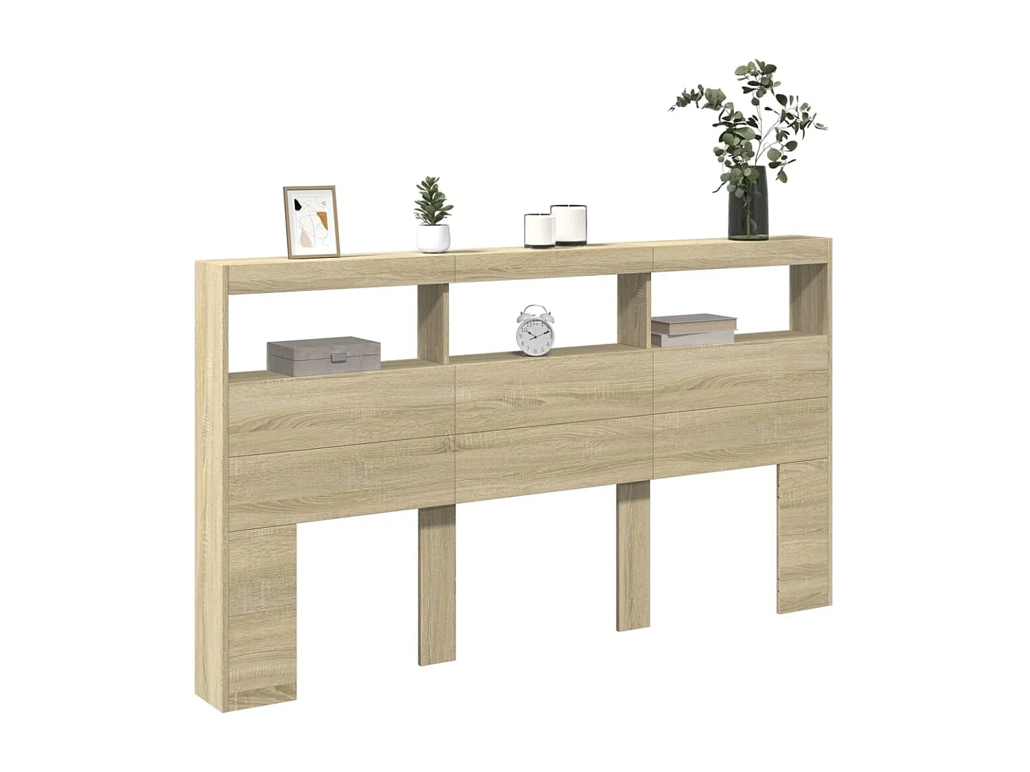 Hoofdbordkast met LED-verlichting 180x17x102 cm sonoma eiken