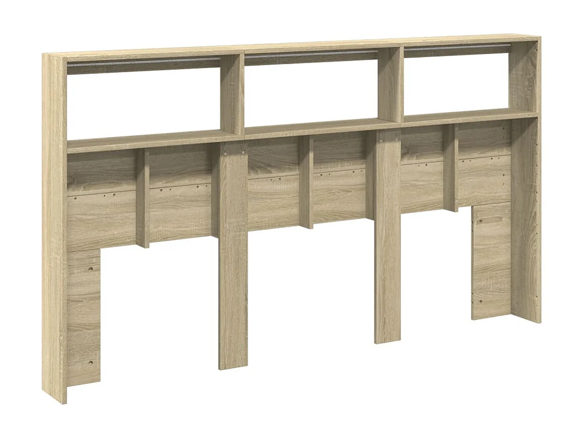 Hoofdbordkast met LED-verlichting 180x17x102 cm sonoma eiken