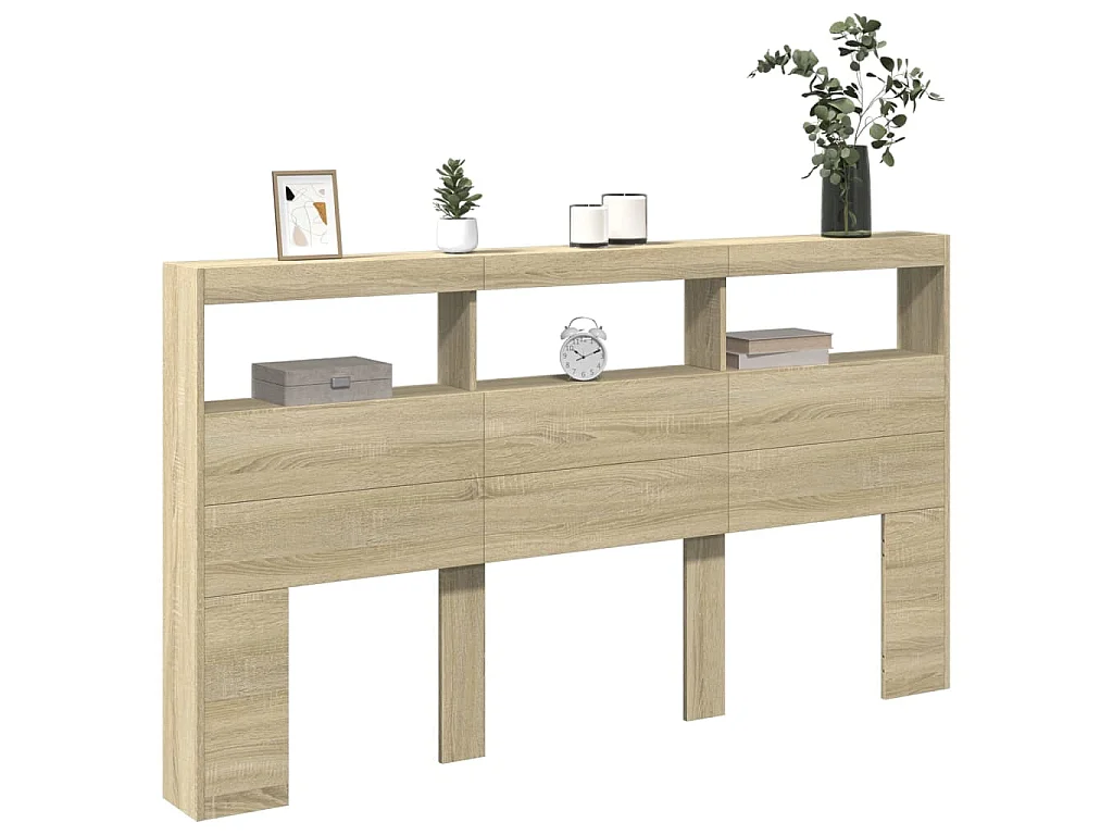 LED-Kopfteil mit Ablagen Sonoma-Eiche 180x17x102 cm