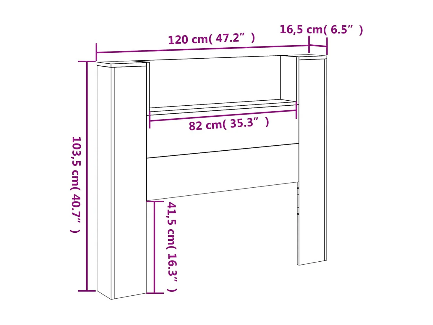 Armoire tête de lit avec LED chêne fumé 120x16,5x103,5 cm