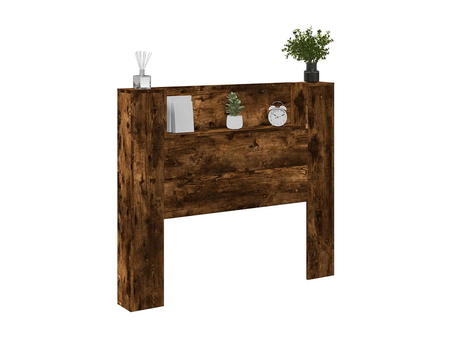 Armoire tête de lit avec LED chêne fumé 120x16,5x103,5 cm