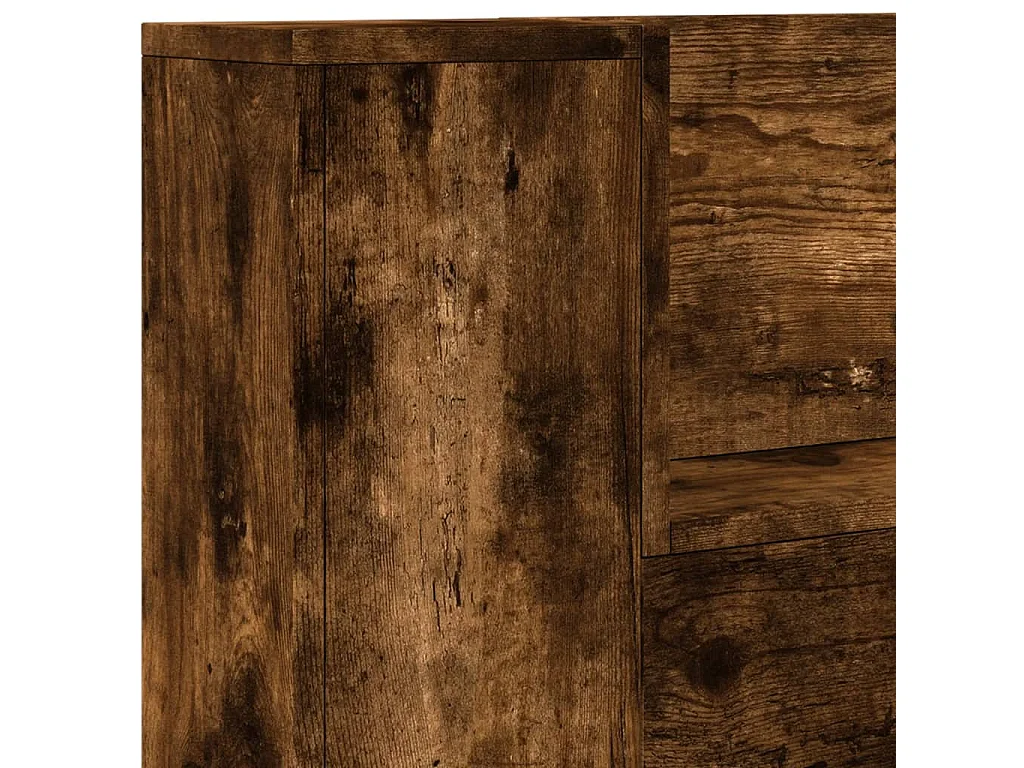 Armoire tête de lit avec LED chêne fumé 120x16,5x103,5 cm