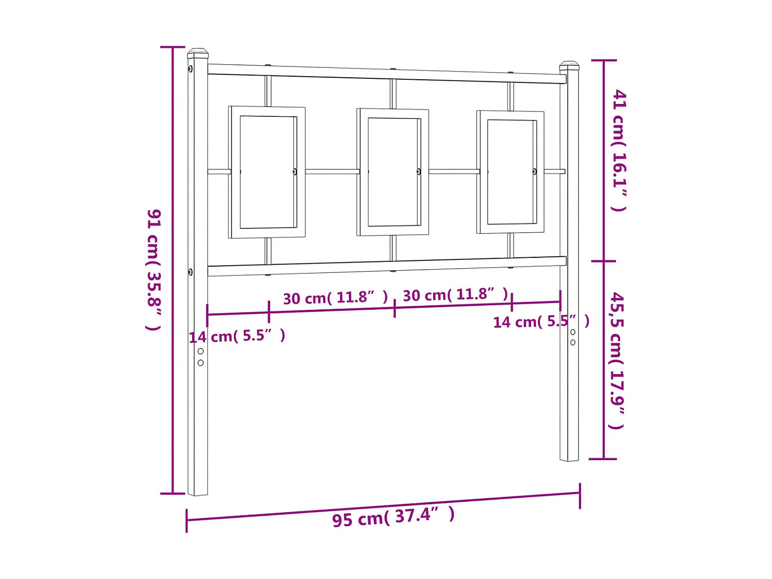 Cabeceira de cama 90 cm metal branco