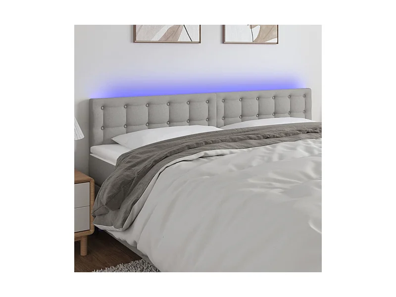 Hoofdbord LED 180x5x78/88 cm stof lichtgrijs