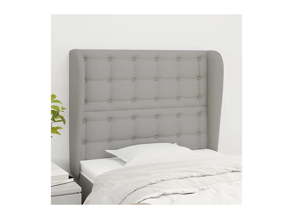 Kopfteil mit Ohren Hellgrau 93x23x118/128 cm Stoff
