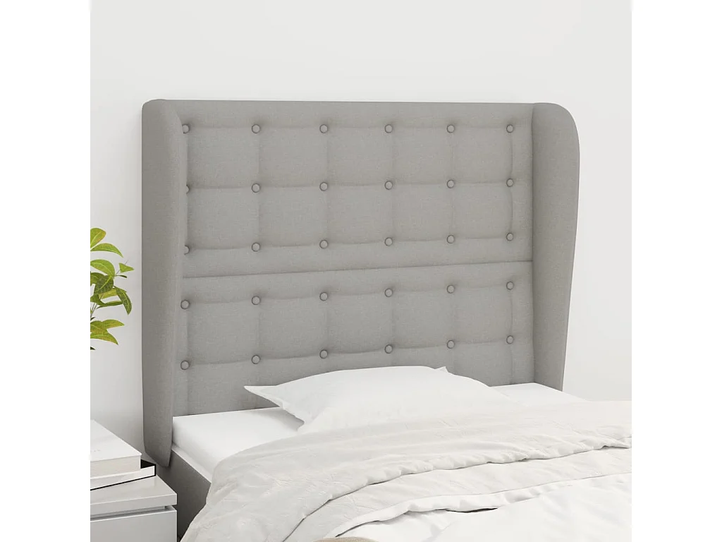 Testiera ad Orecchio Grigio Chiaro 93x23x118/128 cm in Tessuto