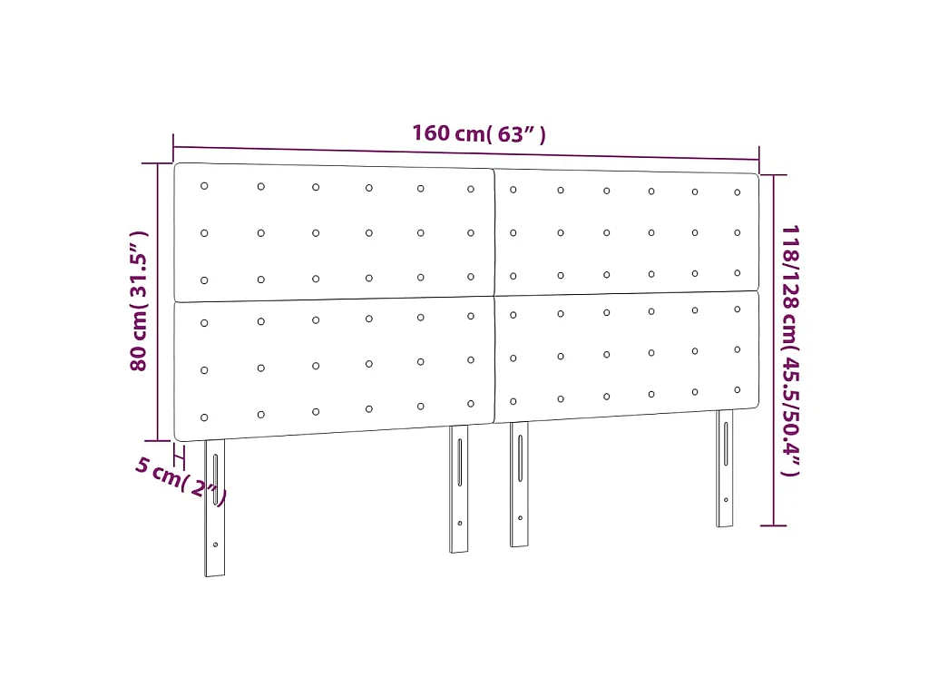 Hoofdbord lichtgrijs 160x5x118/128 cm stof