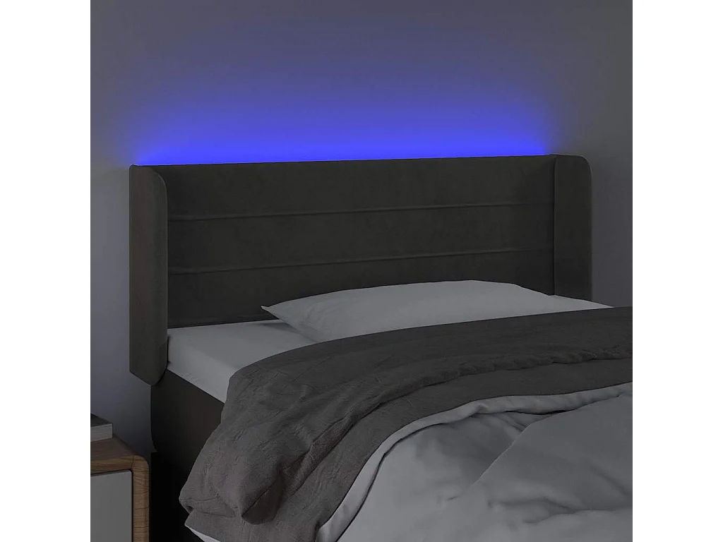 Testiera a LED Grigio Scuro 103x16x78/88 cm in Velluto