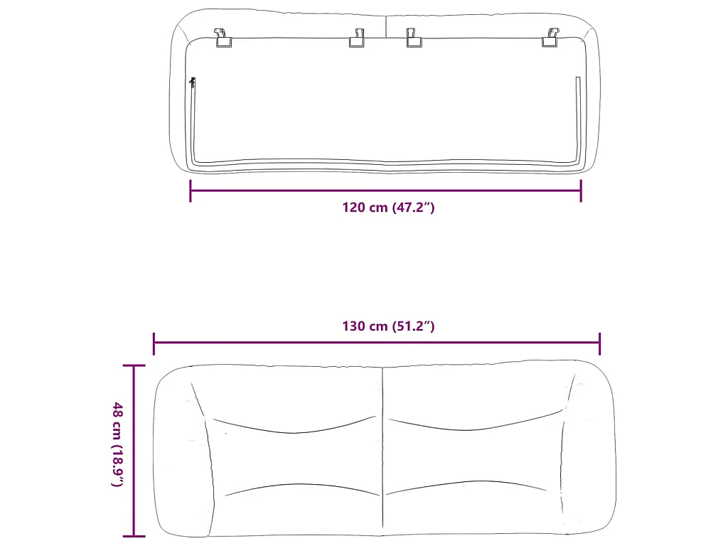 Coussin de tête de lit Hvar crème 120 cm tissu