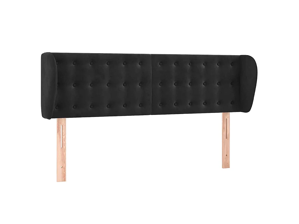 Tête de lit avec oreilles Noir 147x23x78/88 cm Velours